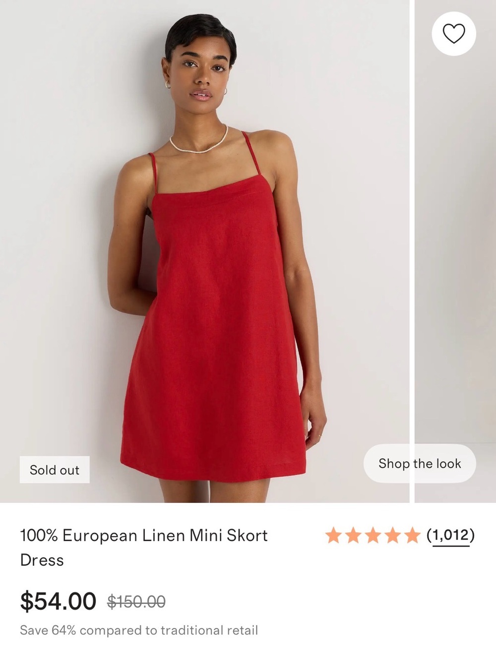 Quince Chile European Linen Mini Skort Dress, Small